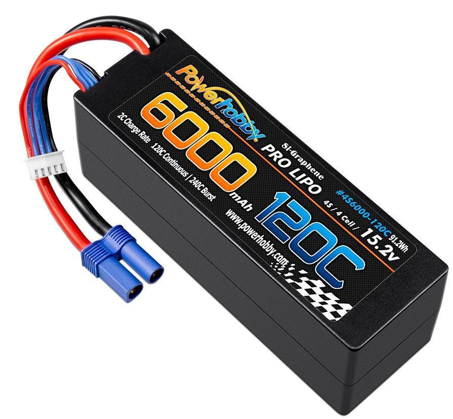 Powerhobby 4s 15.2v 6000MAH 120C Graphene + HV Lipo Battery w EC5 Plug Hard Case - PowerHobby
