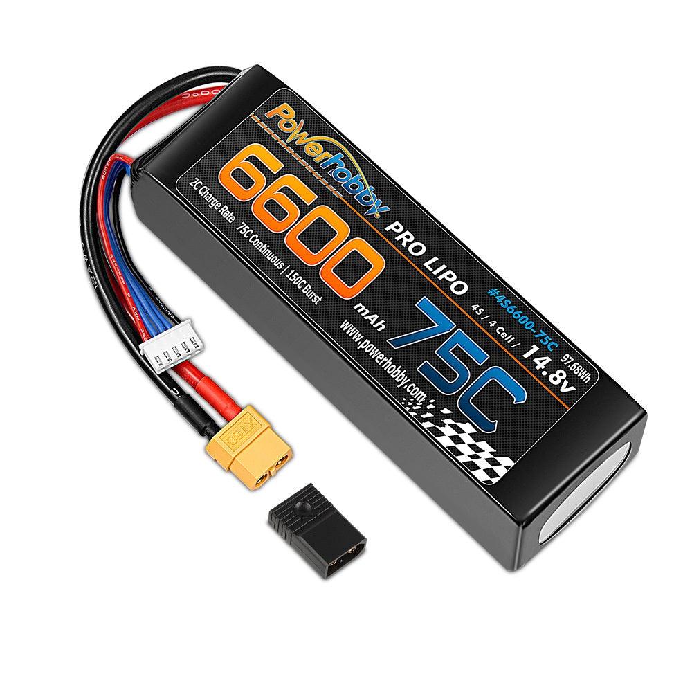 PowerHobby 4S 14.8V 6600mAh 75C-150C Lipo Battery XT60 + Adapter - PowerHobby
