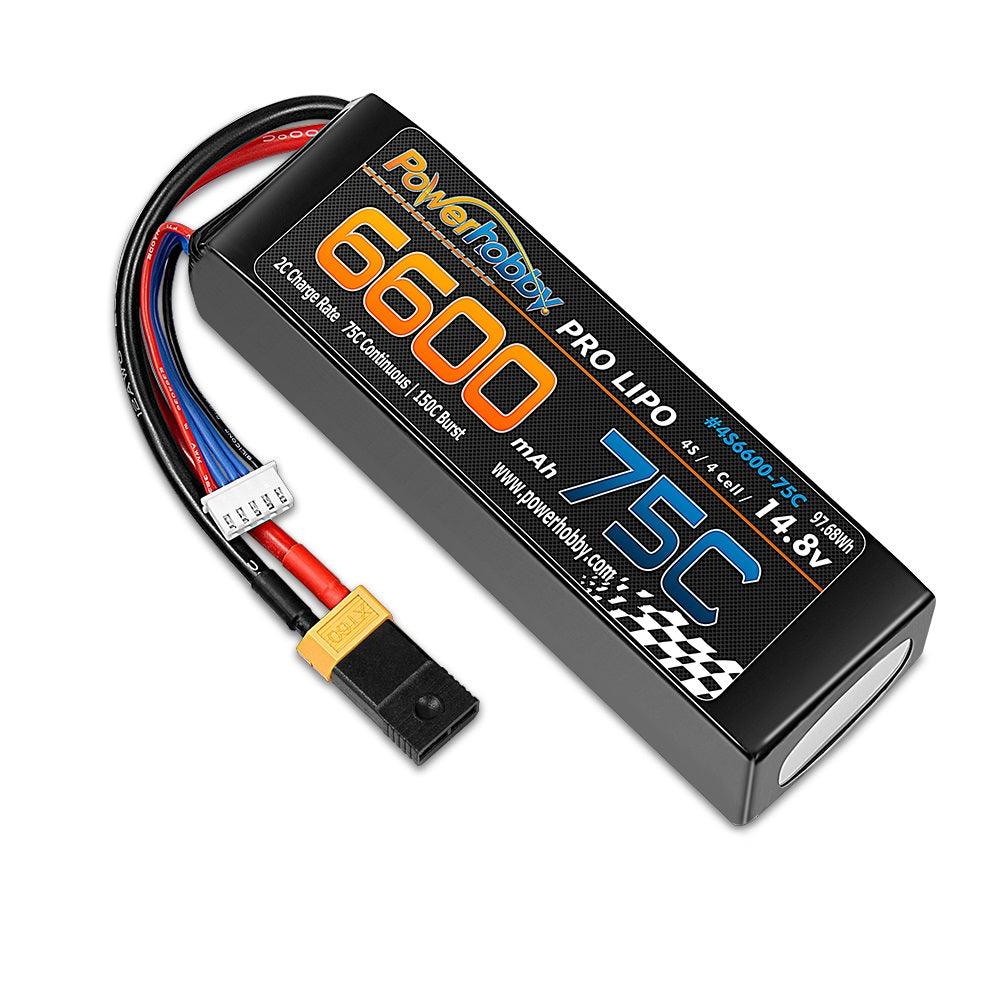 PowerHobby 4S 14.8V 6600mAh 75C-150C Lipo Battery XT60 + Adapter - PowerHobby