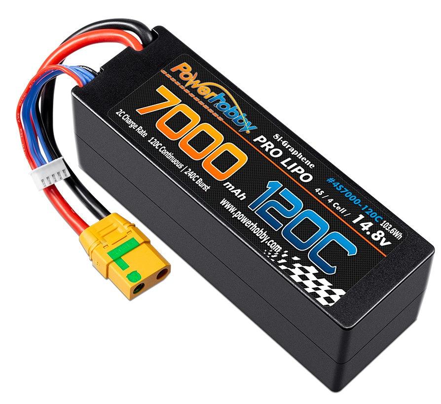 Powerhobby 4s 14.8V 7000MAH 120C Graphene Lipo Battery w XT90 Plug Hard Case - PowerHobby