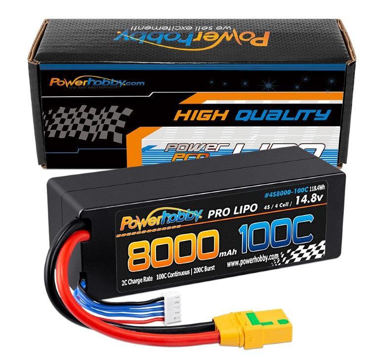 lipo battery r c hard case dimensions of battery 4s Powerhobby 14.8V 8000MAH 100C w XT90 Plug Excluded category