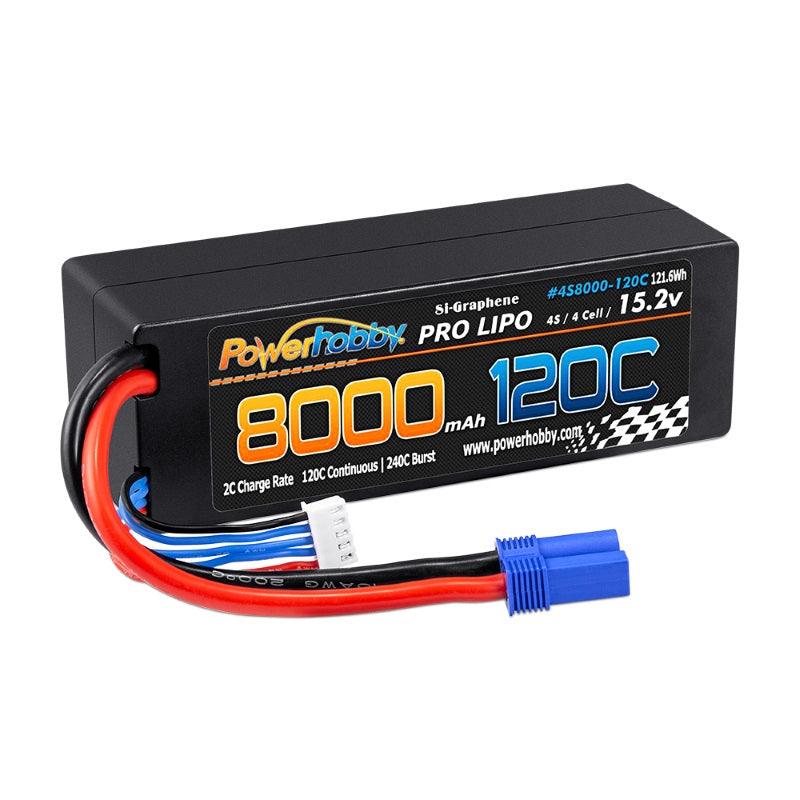 Powerhobby 4s 15.2V 8000MAH 120C HV + GRAPHENE Lipo Battery EC5 Plug Hard Case - PowerHobby