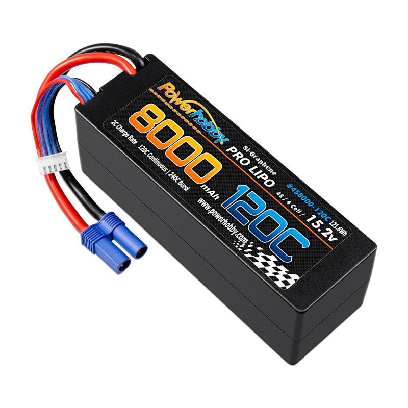 Powerhobby 4s 15.2V 8000MAH 120C HV + GRAPHENE Lipo Battery EC5 Plug Hard Case - PowerHobby