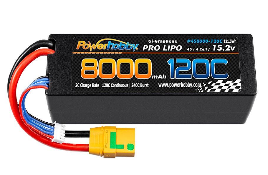 Powerhobby 4s 15.2V 8000MAH 120C HV + GRAPHENE Lipo Battery XT90 Plug Hard Case - PowerHobby