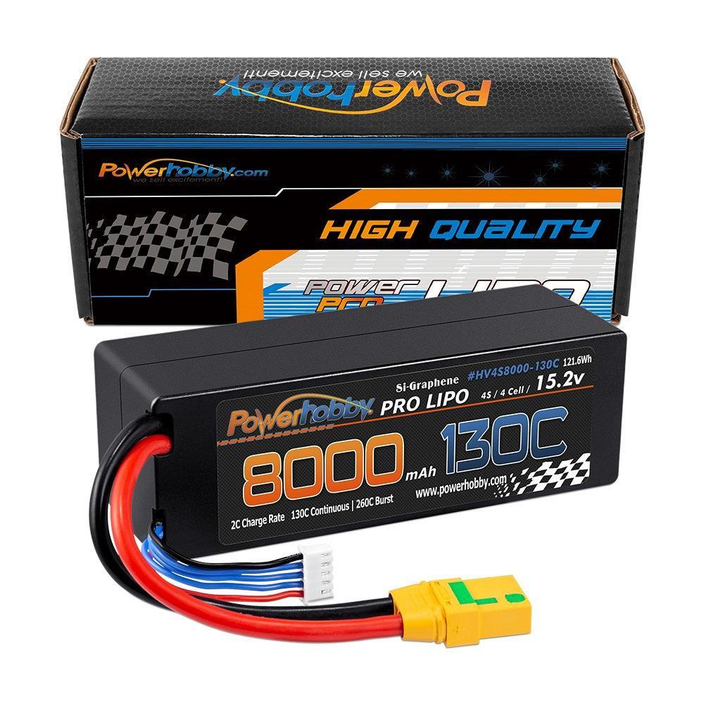 Powerhobby 4s 15.2V 8000MAH 130C HV + GRAPHENE Lipo Battery XT90 Plug Hard Case - PowerHobby