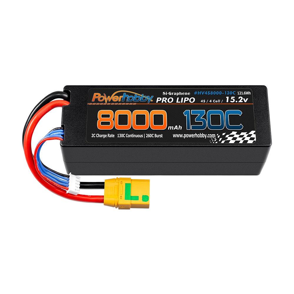 Powerhobby 4s 15.2V 8000MAH 130C HV + GRAPHENE Lipo Battery XT90 Plug Hard Case - PowerHobby