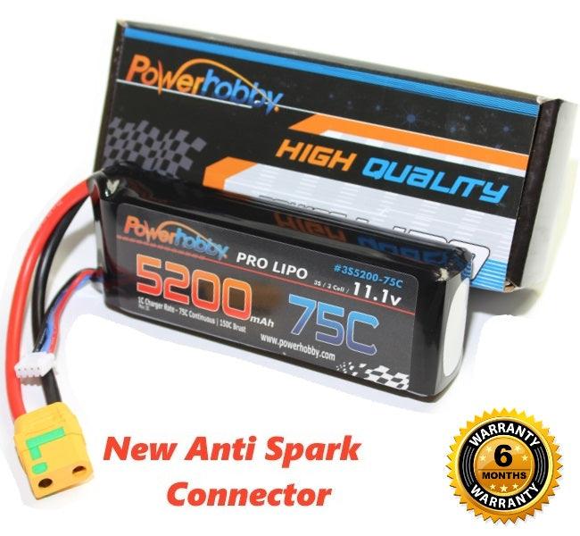 PowerHobby 3S 11.1V 5200mAh 75C Lipo Battery Pack w XT90 Connector / Plug 3-Cell - PowerHobby