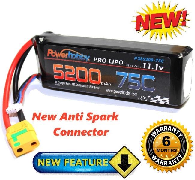 PowerHobby 3S 11.1V 5200mAh 75C Lipo Battery Pack w XT90 Connector / Plug 3-Cell - PowerHobby