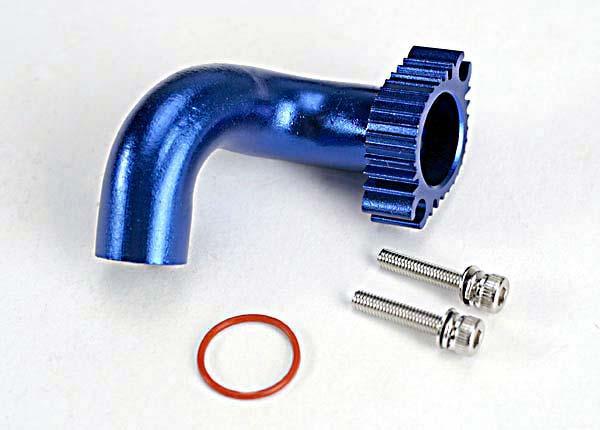 Traxxas 5287 Blue Aluminum Header/Manifold Nitro Slash Rustler 4-Tec - PowerHobby