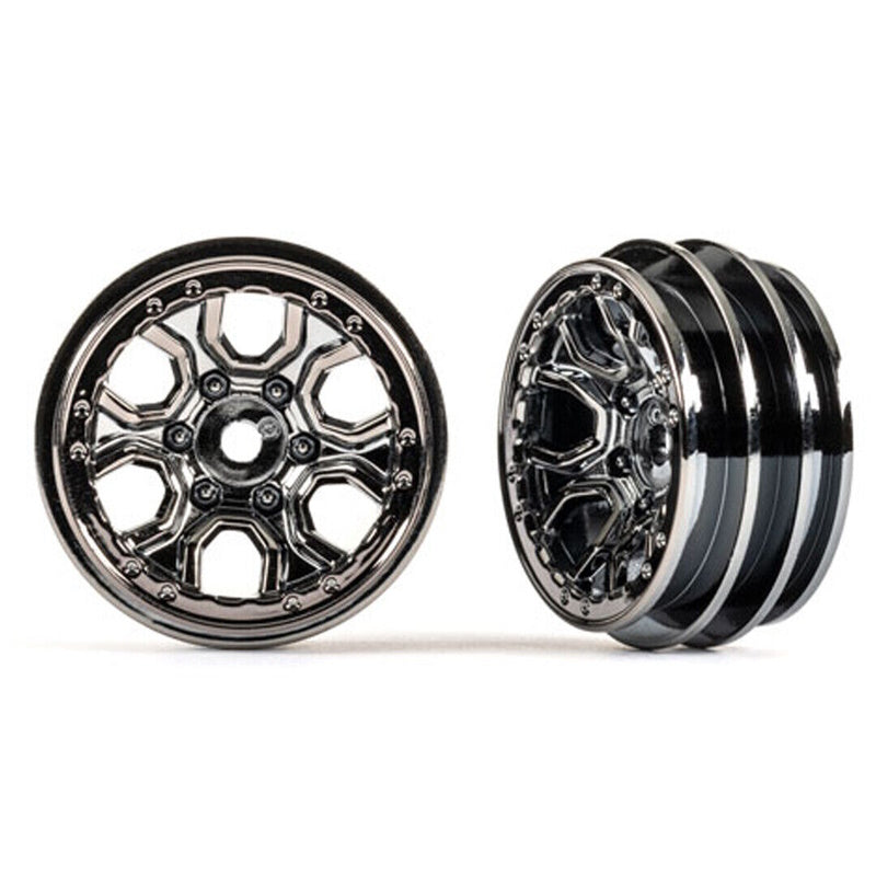 Traxxas 9770-BLKCR TRX-4M Multi-Spoke Wheels 1.0'' Black Chrome (2) - PowerHobby