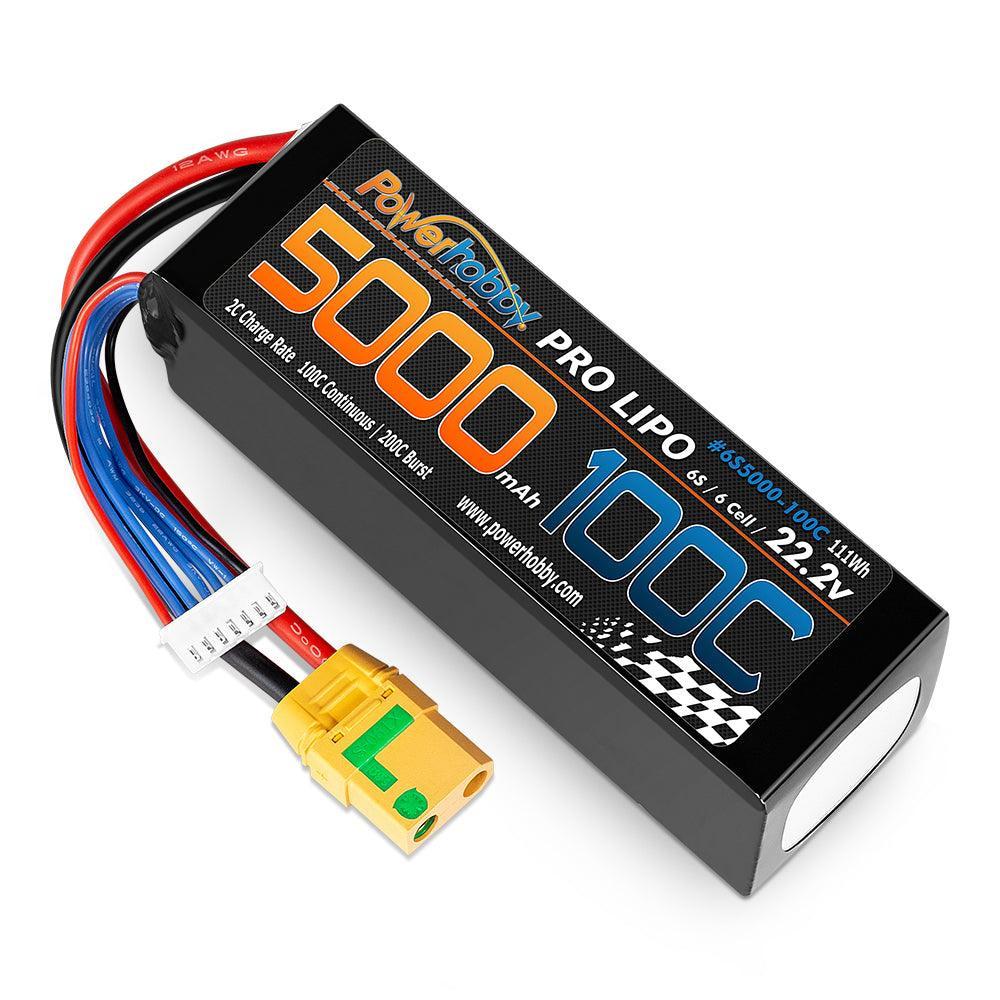 Powerhobby 6s 22.2v 5000mah 100c Lipo Battery w XT90 Plug Soft Case - PowerHobby