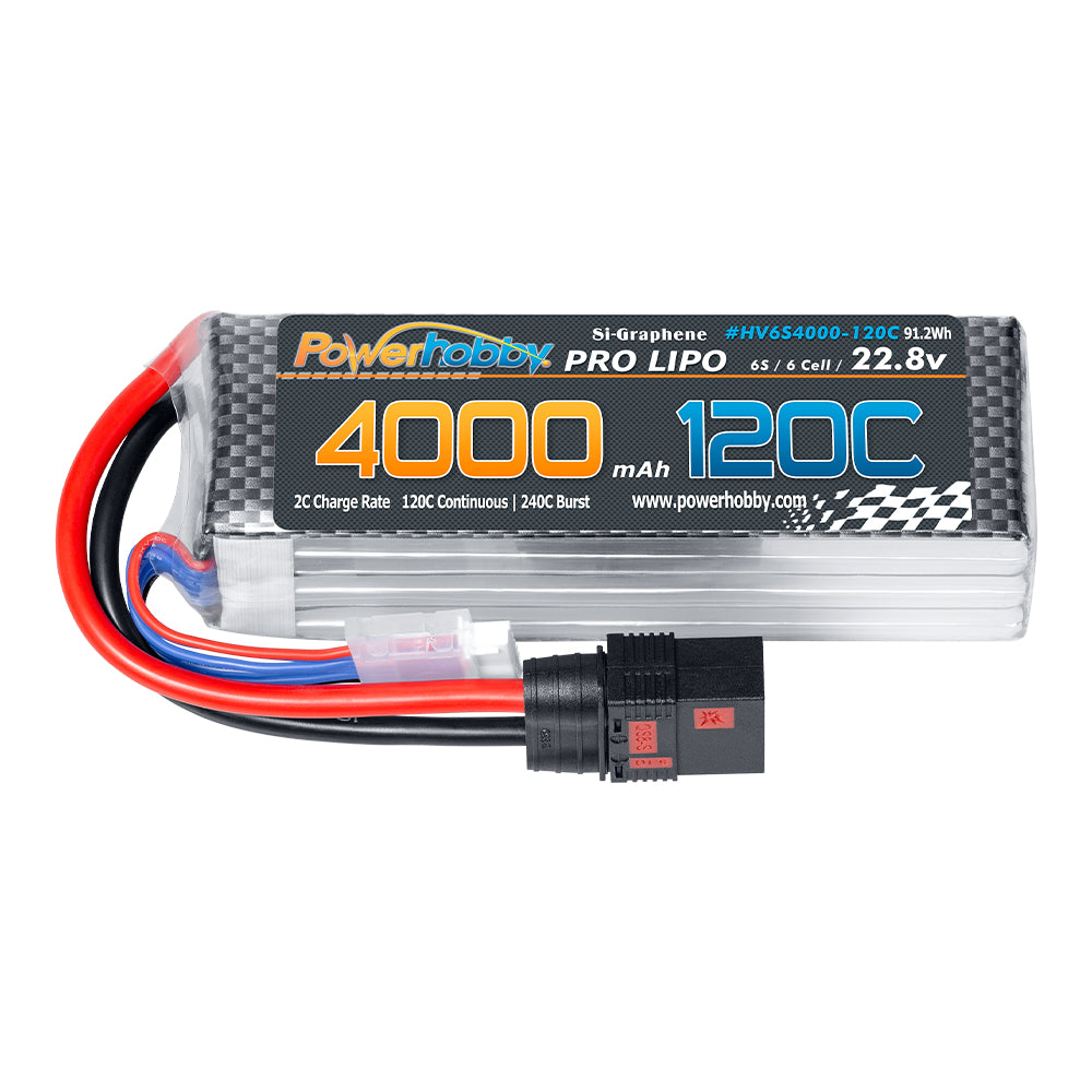 POWERHOBBY 6S 22.8V 4000MAH 120C GRAPHENE + HV LIPO BATTERY W QS8 PLUG - PowerHobby