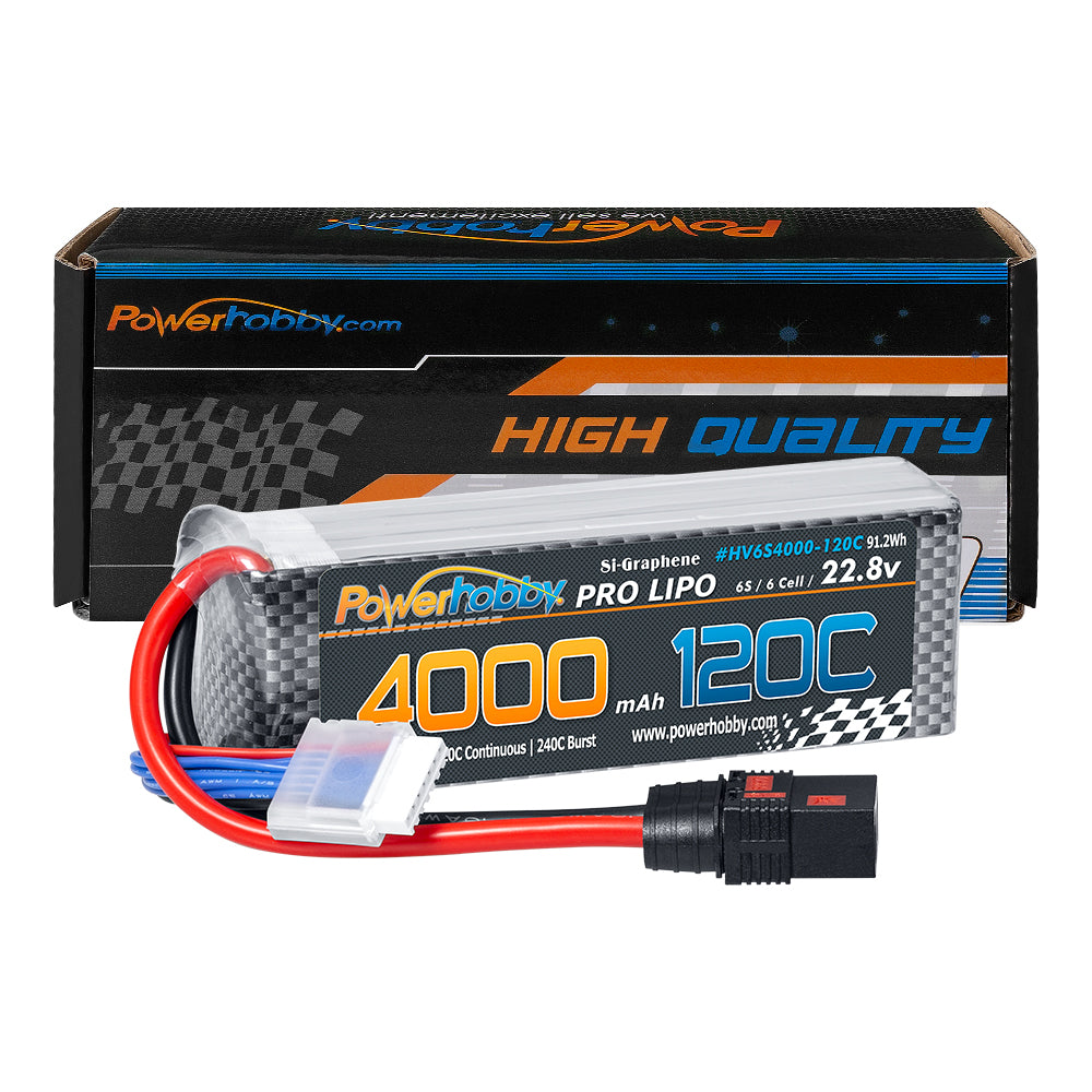 POWERHOBBY 6S 22.8V 4000MAH 120C GRAPHENE + HV LIPO BATTERY W QS8 PLUG - PowerHobby