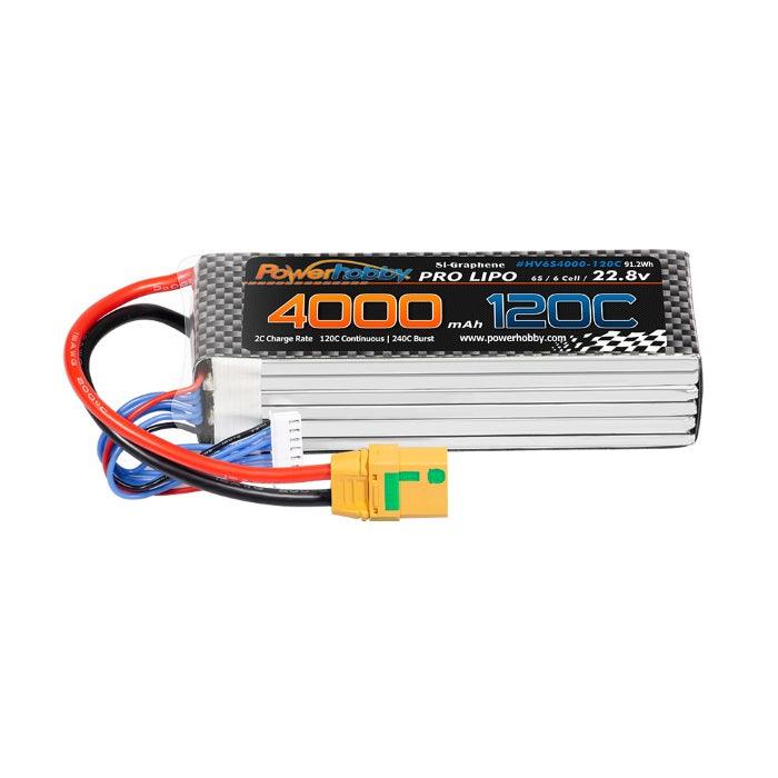 POWERHOBBY 6S 22.8V 4000MAH 120C GRAPHENE + HV LIPO BATTERY W XT90 PLUG - PowerHobby