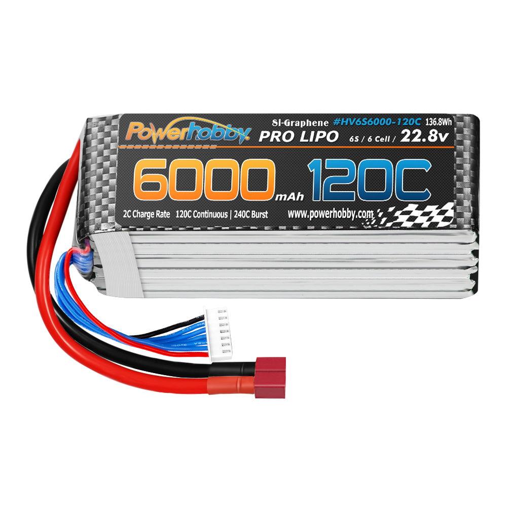 Powerhobby 6s 22.8V 6000mah 120c GRAPHENE + HV Lipo Battery w Deans Plugs - PowerHobby