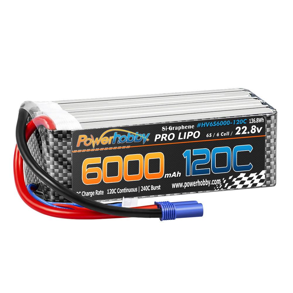 Powerhobby 6s 22.8V 6000mah 120c GRAPHENE + HV Lipo Battery w EC5 Plug - PowerHobby