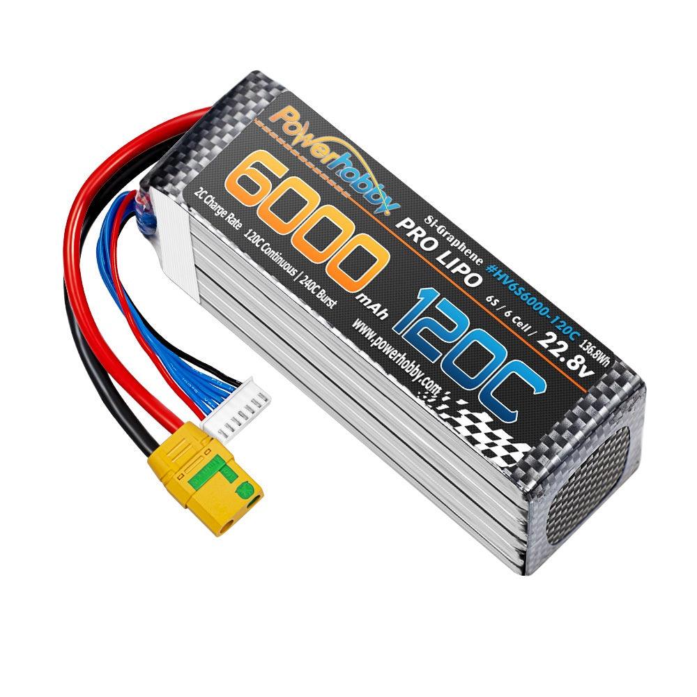 Powerhobby 6s 22.8V 6000mah 120c GRAPHENE + HV Lipo Battery w XT90 Plug - PowerHobby