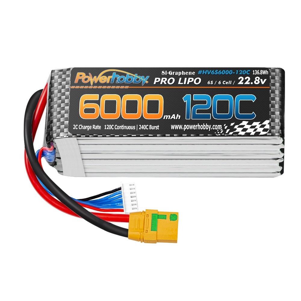 Powerhobby 6s 22.8V 6000mah 120c GRAPHENE + HV Lipo Battery w XT90 Plug - PowerHobby