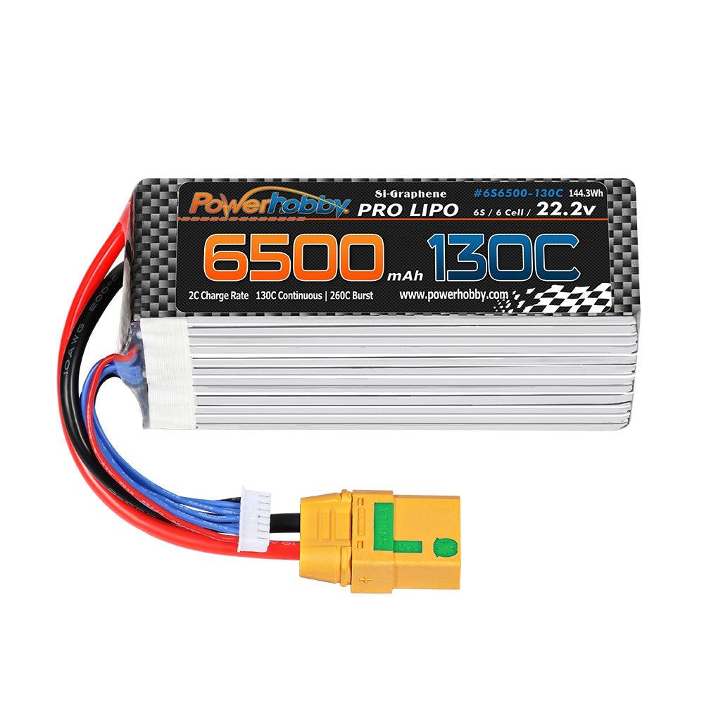 Powerhobby 6S 22.2V 6500mah 130C GRAPHENE Lipo Battery w XT90 Plug - PowerHobby