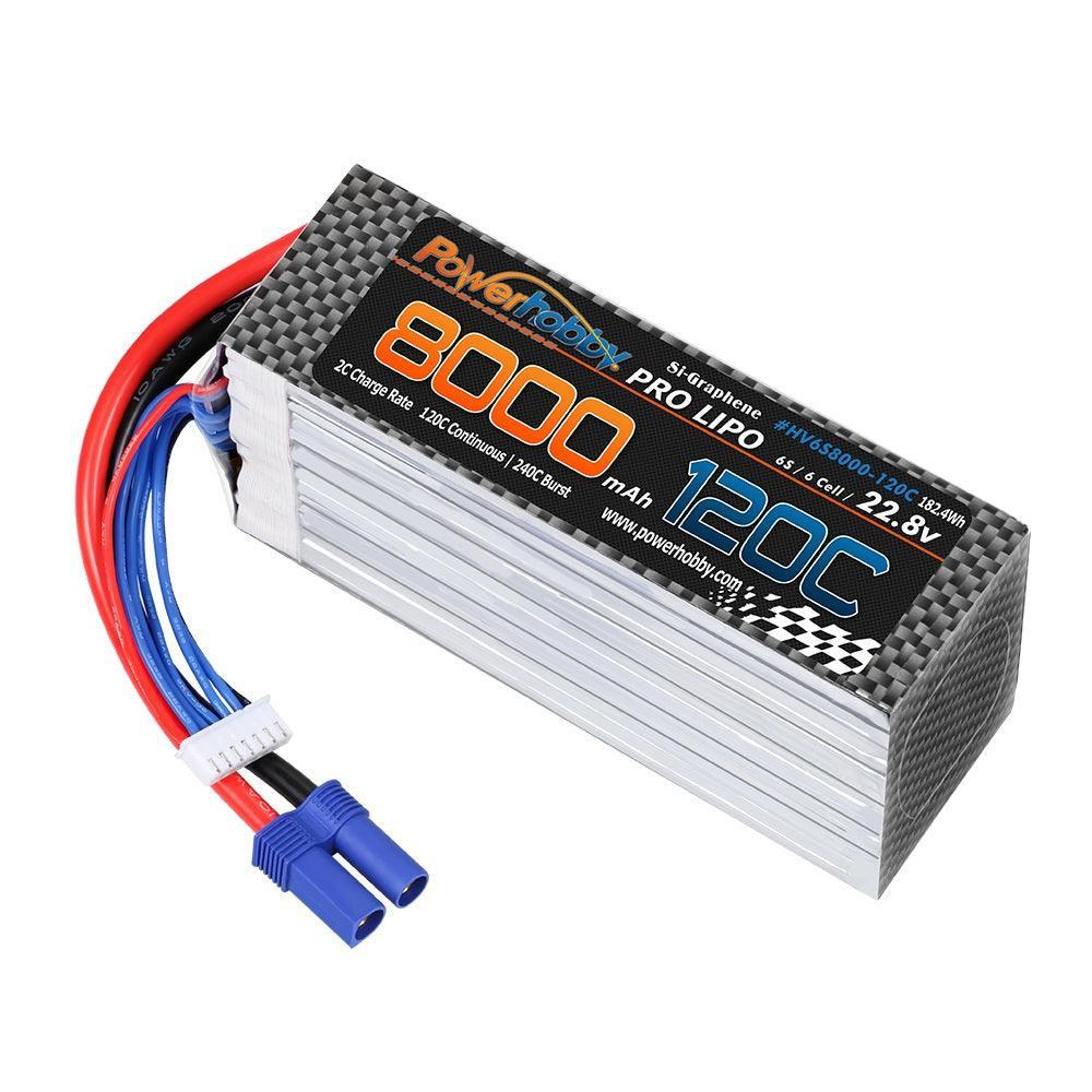 Powerhobby 6S 22.8V 8000mah 120C GRAPHENE + HV Lipo Battery w EC5 Plug - PowerHobby