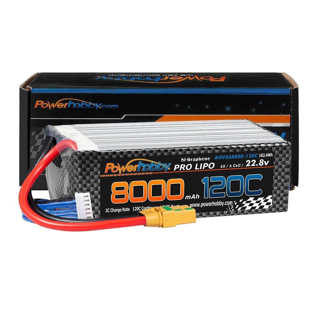 Powerhobby 6S 22.8V 8000mah 120C GRAPHENE + HV Lipo Battery w XT90 Plug - PowerHobby