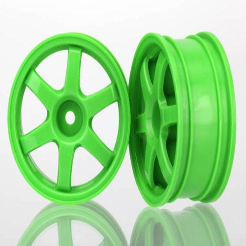 Traxxas 7374A Wheels Volk Racing TE37 Chrome/Green (2) Rally Race Truck - PowerHobby