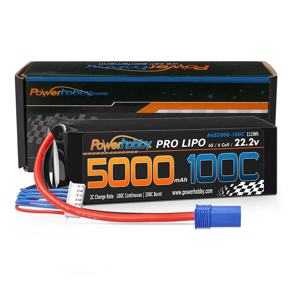 Powerhobby 6s 22.2v 5000mah 100c Lipo Battery w EC5 Plug Soft Case 6-Cell - PowerHobby