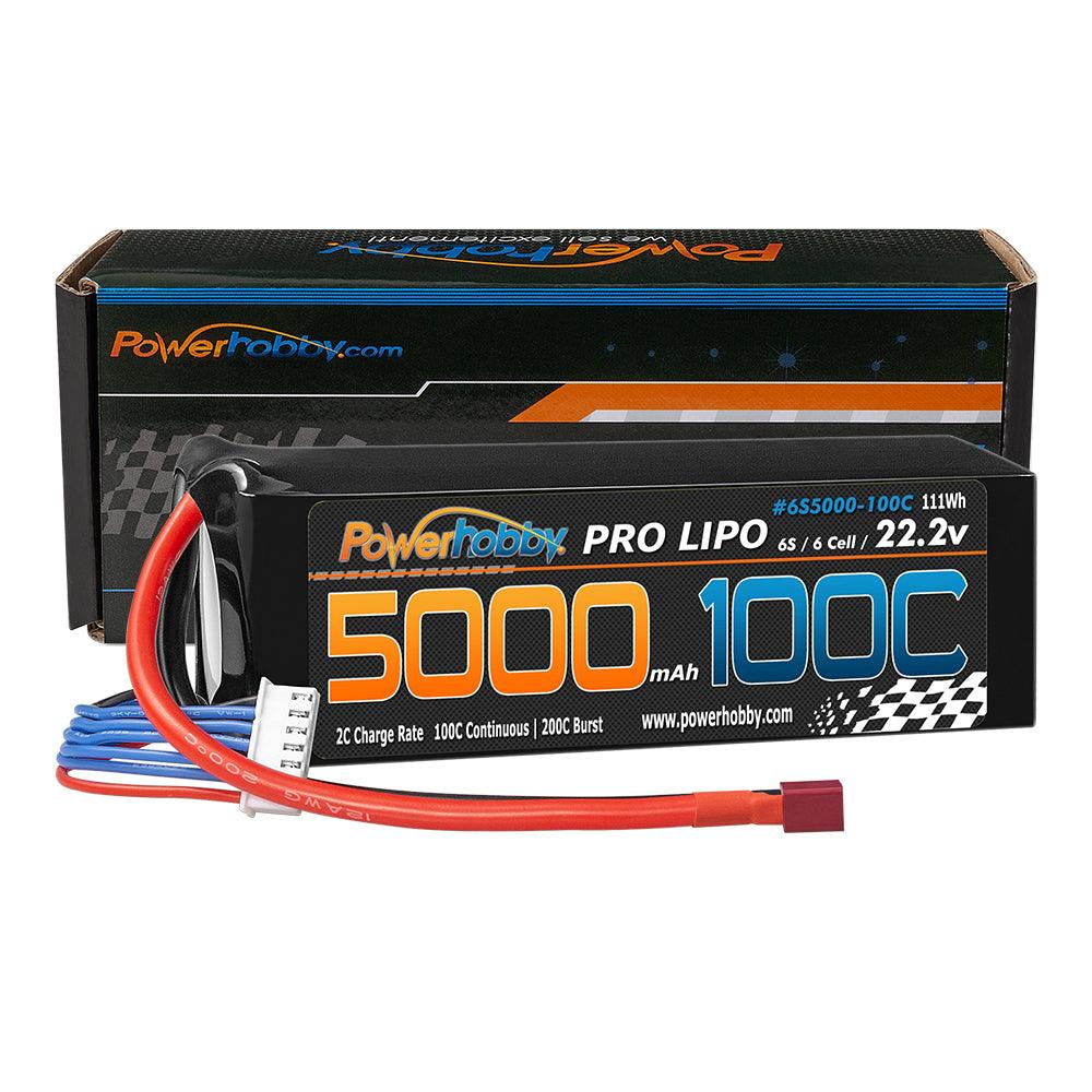 Powerhobby 6s 22.2v 5000mah 100c Lipo Battery w Deans Plug Soft Case - PowerHobby