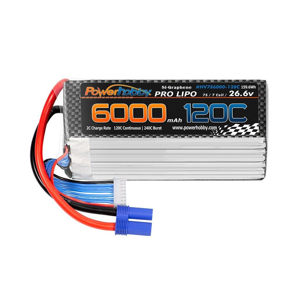 POWERHOBBY 7S 26.6V 6000MAH 120C GRAPHENE + HV LIPO BATTERY W EC5 PLUG - PowerHobby