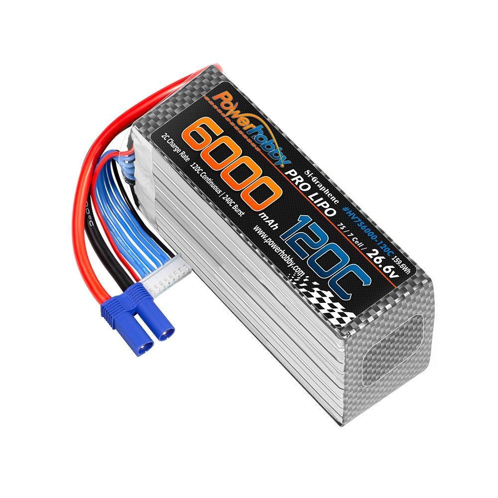 POWERHOBBY 7S 26.6V 6000MAH 120C GRAPHENE + HV LIPO BATTERY W EC5 PLUG - PowerHobby