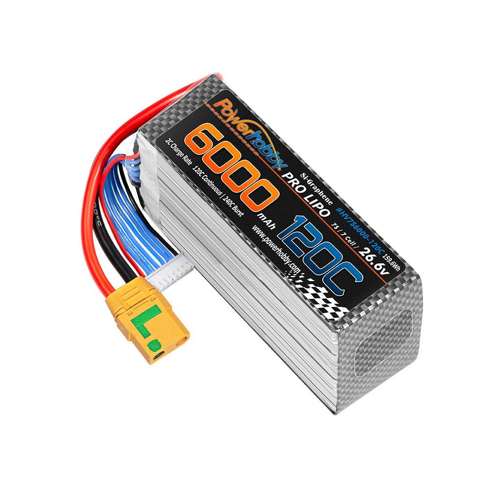 POWERHOBBY 7S 26.6V 6000MAH 120C GRAPHENE + HV LIPO BATTERY W XT90 PLUG - PowerHobby