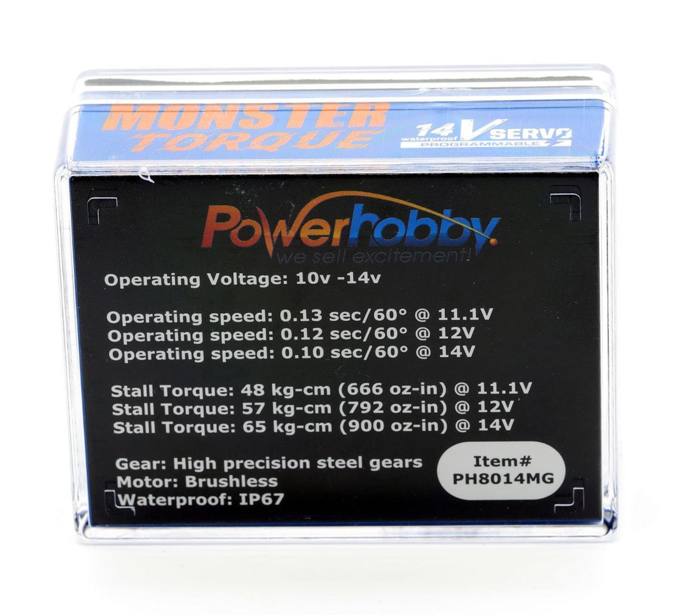 Powerhobby 8014MG 14v Programmable Waterproof HV Brushless 3s Lipo Servo - PowerHobby