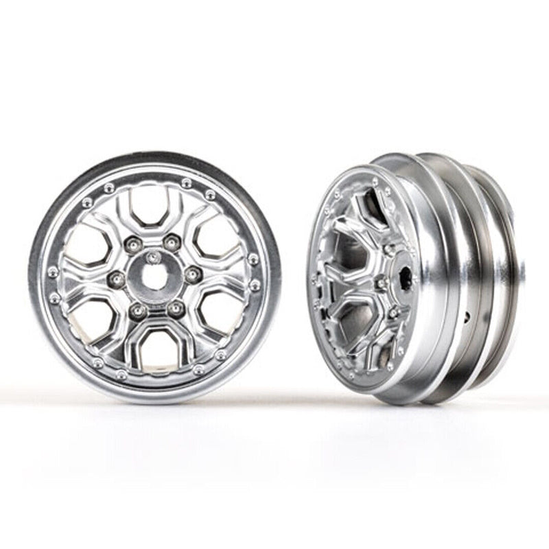 Traxxas 9770-SATIN TRX-4M Multi-Spoke Wheels 1.0'' Satin Chrome (2) - PowerHobby