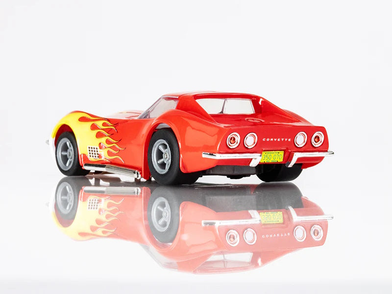 AFX 22055 Corvette 1970 Red w Yellow Wildfire Ho Slot Car - PowerHobby