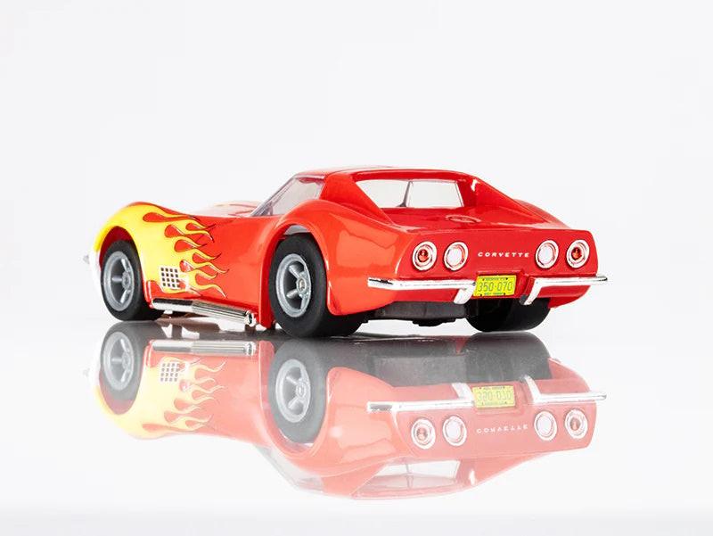 AFX 22055 Corvette 1970 Red w Yellow Wildfire Ho Slot Car - PowerHobby