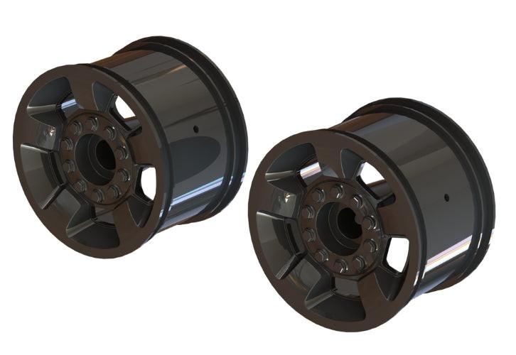 Arrma ARA510117 MT 2.8" Wheel 14mm Hex Black/Chrome (2 Pieces) Big Rock Granite - PowerHobby