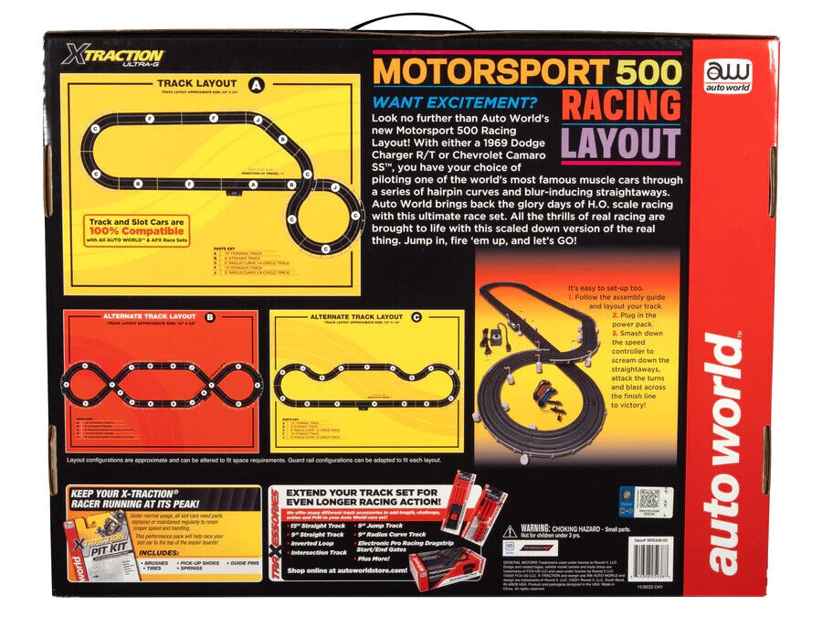 Auto World SRS346 14' Motorsport 500 Racing HO Slot car Track - NO CARS - - PowerHobby