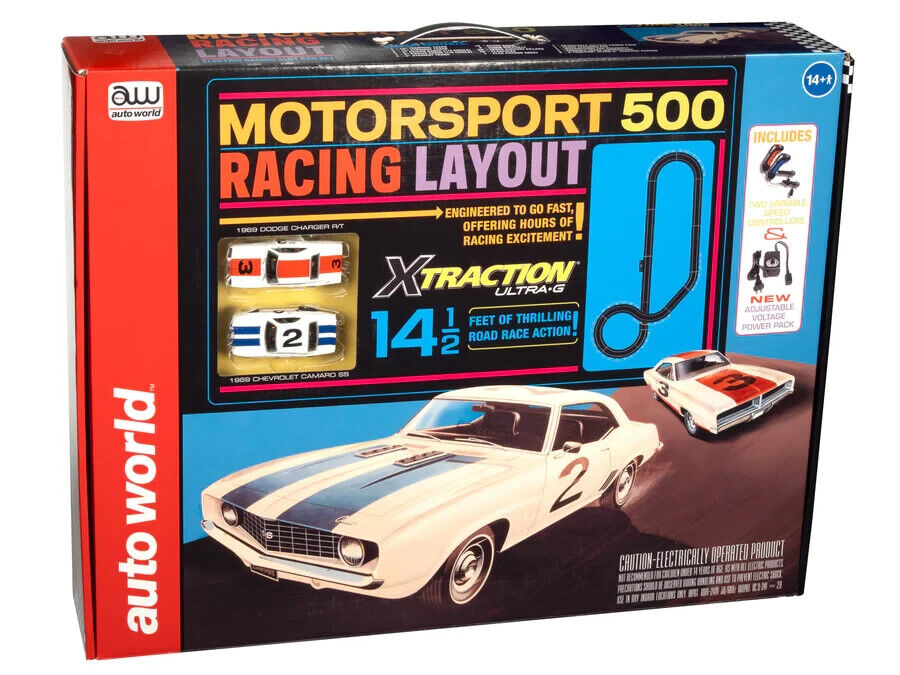 Auto World SRS346 14' Motorsport 500 Racing HO Slot car Set - PowerHobby