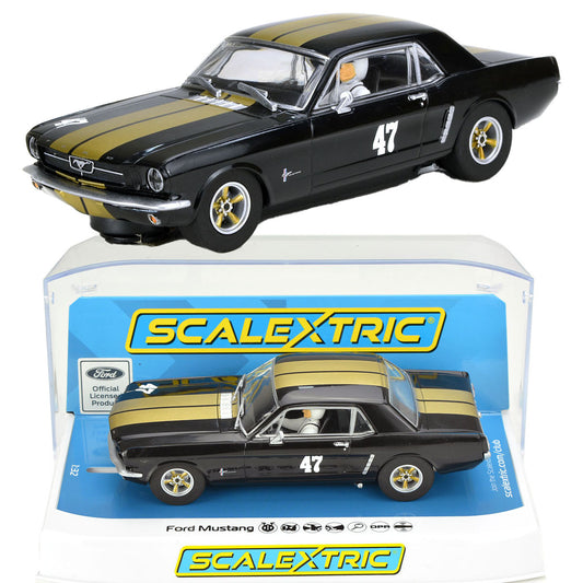 Scalextric C4405 Ford Mustang #47 Black and Gold 1/32 slot Car DPR - PowerHobby