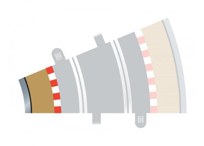 Scalextric C8280 1/32 Radius 2 22.5° Curve Inner Border (4) Slot Car Track - PowerHobby