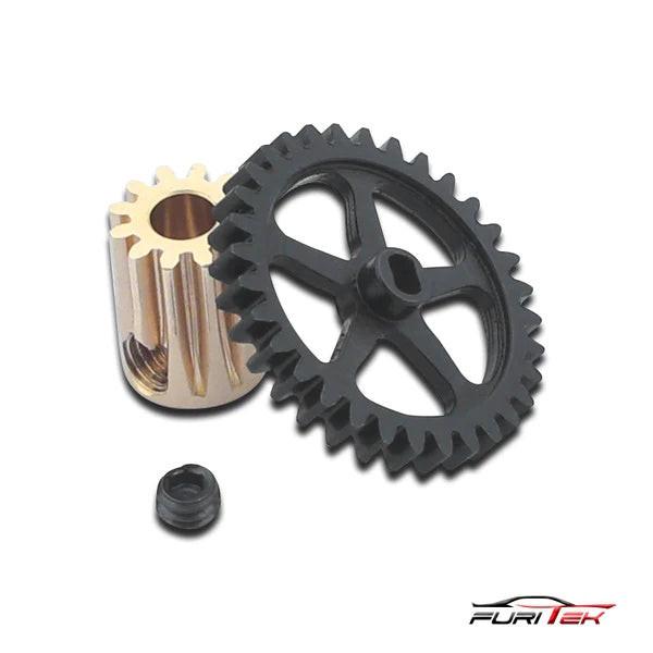 Furitek Brushless conversion Axial scx24 0.5M Spur Gear and 12T Pinion Gear - PowerHobby
