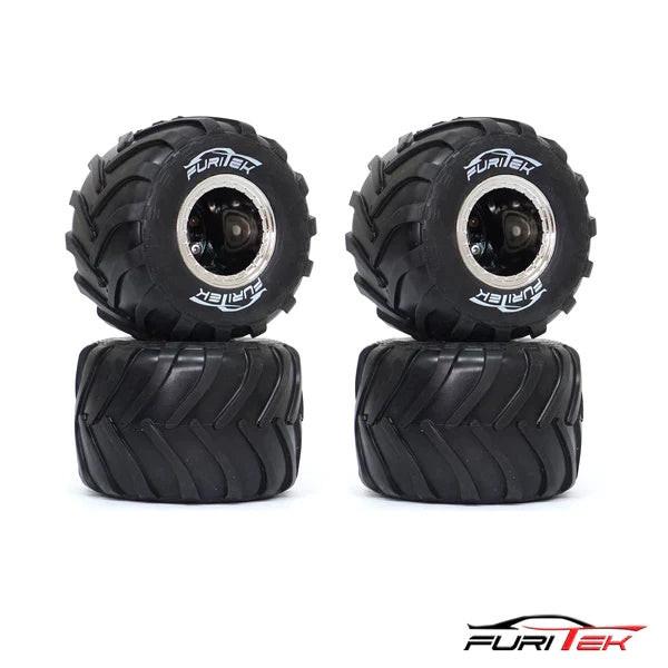 Furitek Micro Monster Truck Mounted Tires (4) (Chrome) (1/24 & 1/18) - PowerHobby