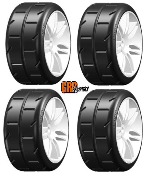 GRP 1:5 TC W02 REVO New P1 ExtraSoft Mounted Tires White Wheel (4) GWH02-P1 - PowerHobby