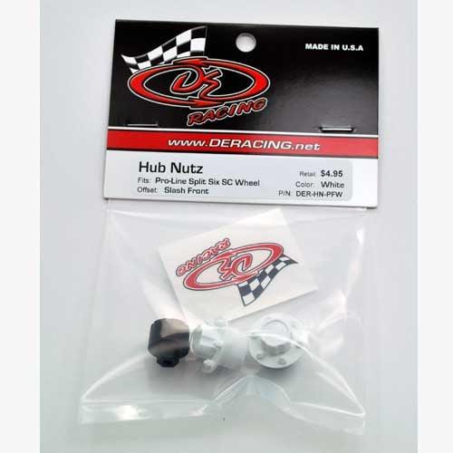 DE Racing Hub Nutz (2) (Proline Slash Front) White - PowerHobby