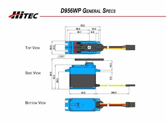 Hitec D956WP High Torque Waterproof Steel Gear Digital Servo 405OZ - PowerHobby