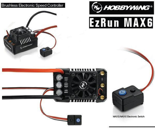 Hobbywing 30105000 EZRUN MAX6-V3 Brushless WP ESC 1/6 Buggy / Truggy 3-8S Lipo - PowerHobby