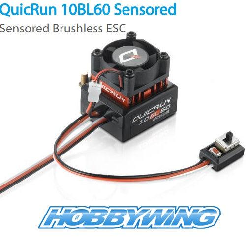 Hobbywing Quickrun 10BL60 Sensored Brushless ESC 2-3S Lipo 1/10 1/12 Scale - PowerHobby