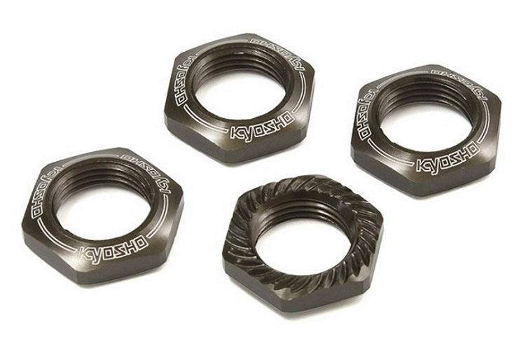 Kyosho IFW472GM 17mm Wheel Nut (GunMetal / 4 /Serrated) Inferno GT/GT2 Inferno - PowerHobby