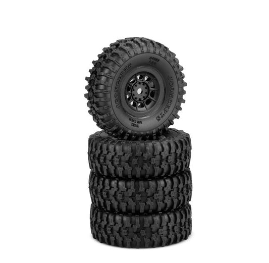 Jconcepts Tusk 1.0" TIres Gold Compound Mounted Black (4) Axial SCX24 - PowerHobby