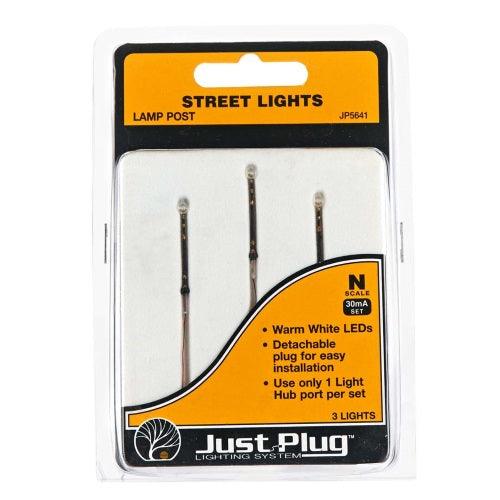 Woodland Scenics JP5641 N Scale Lamp Post Street Light Set (3) - PowerHobby
